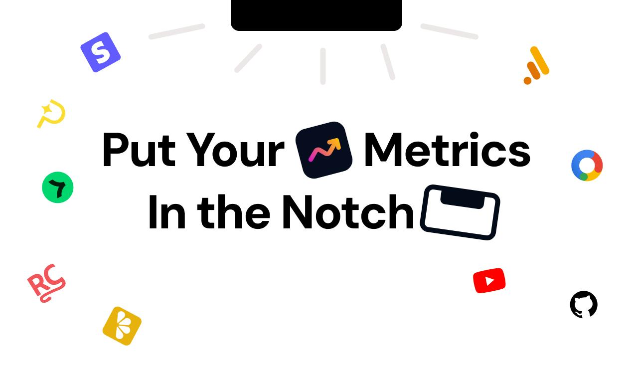 Notch Metrics displaying revenue data in the MacBook notch
