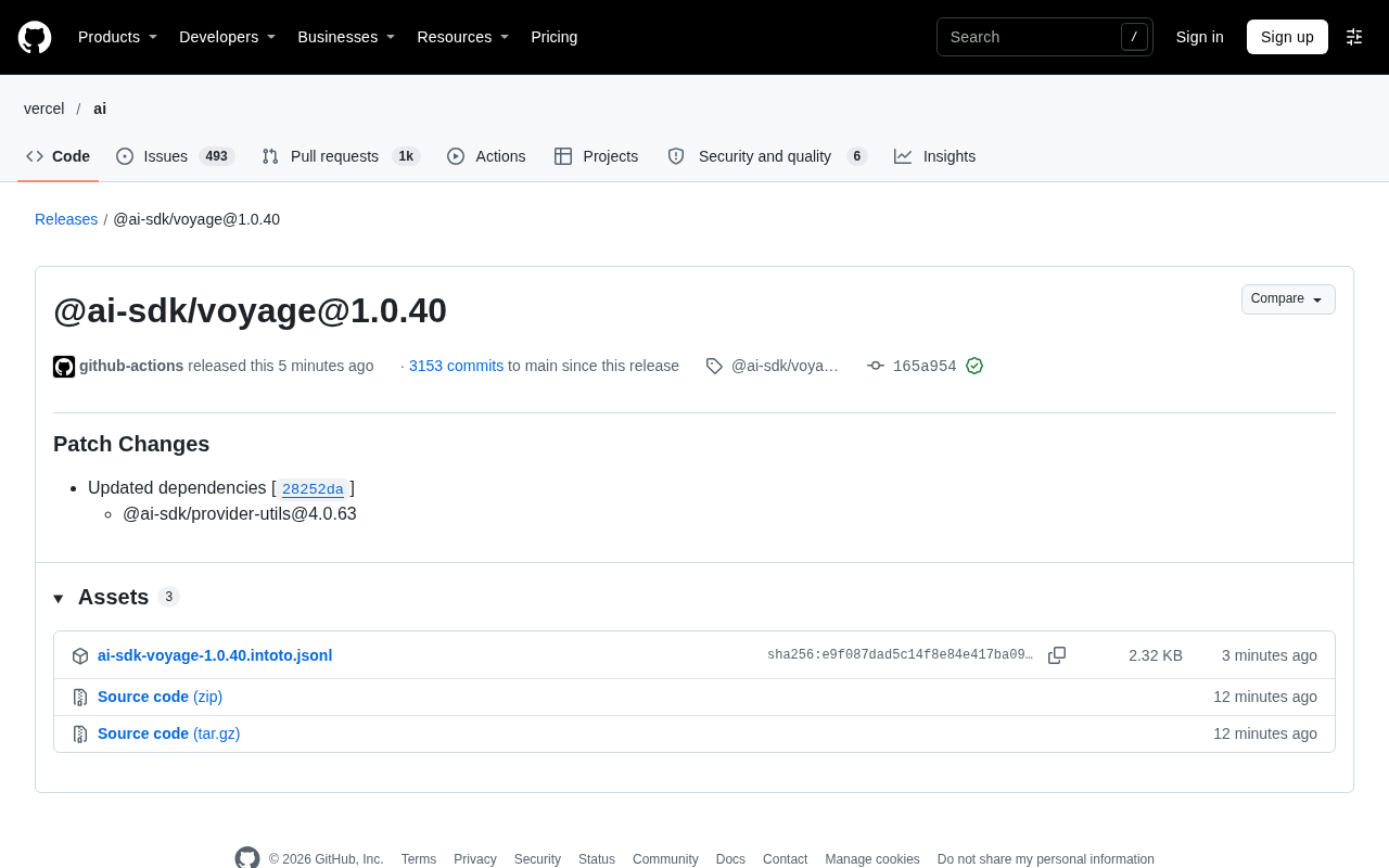 AI SDK Voyage 1.0.40 Patch Release: Dependency Upgrade Analysis