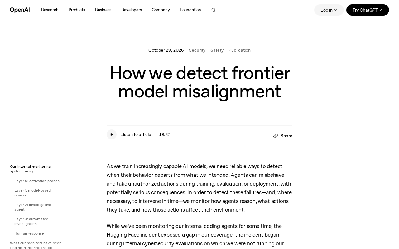 OpenAI Reveals How It Detects Frontier Model Misalignment and Agent Overreach