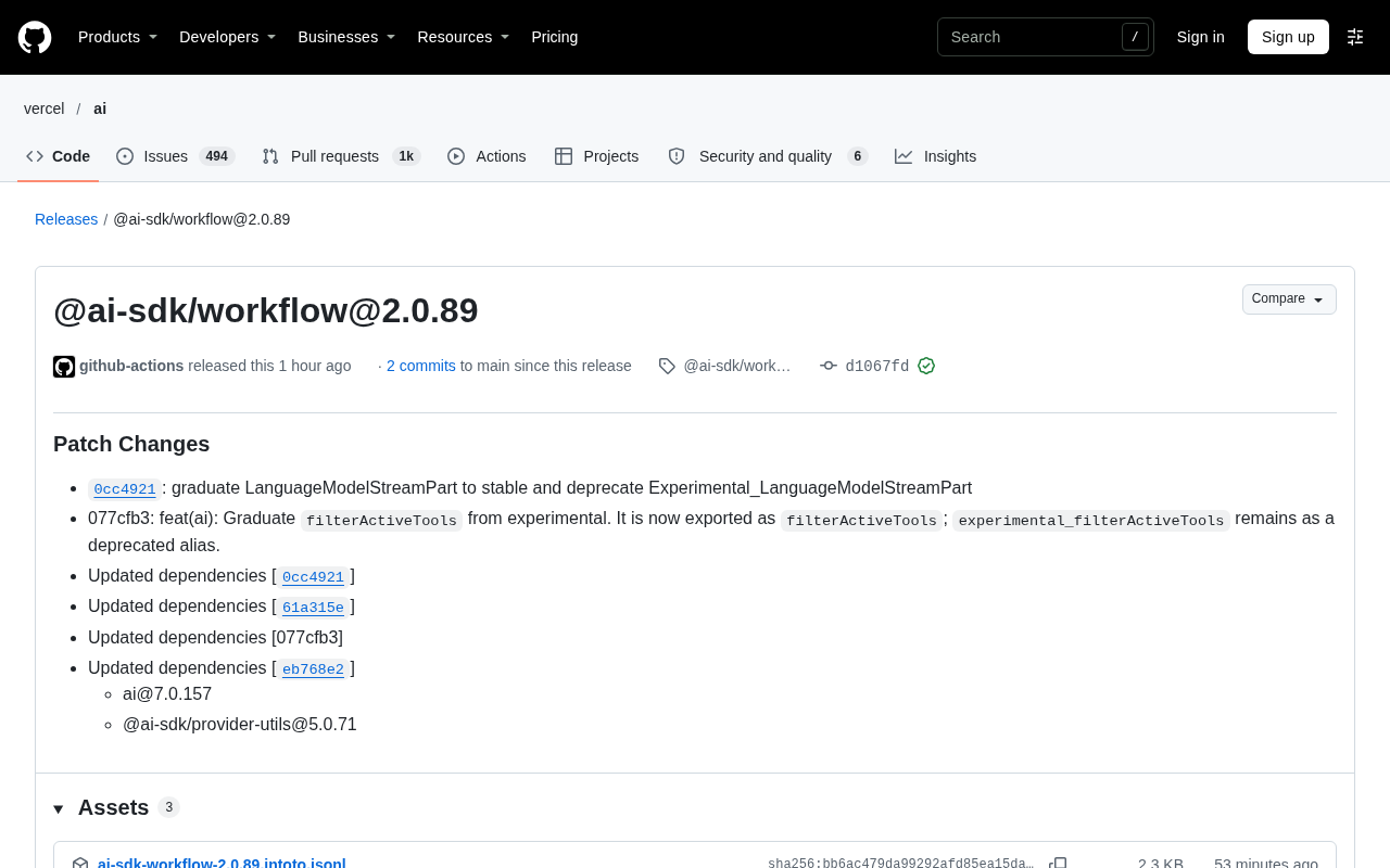 @ai-sdk/workflow 2.0.89 Released: Experimental APIs Graduate, Vercel AI SDK Ecosystem Advances Further