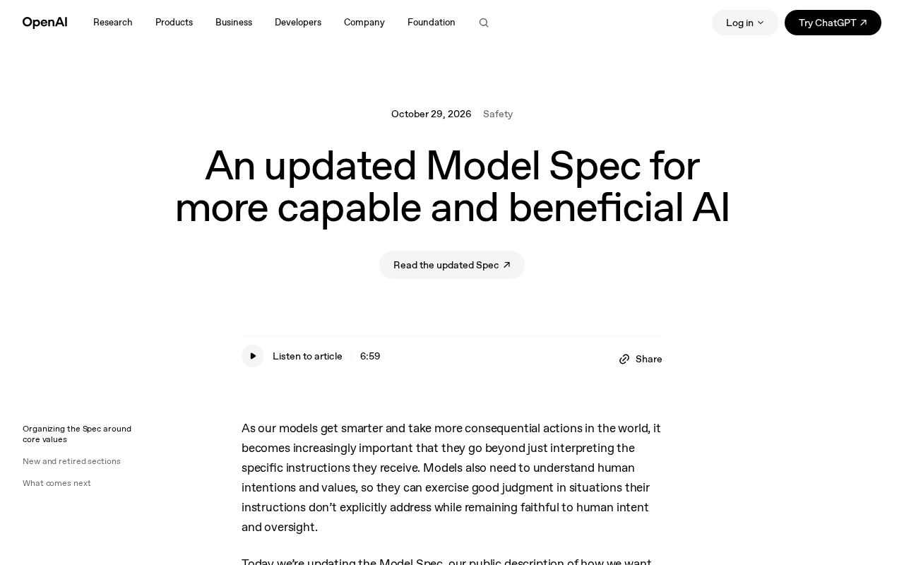 OpenAI Updates Model Spec: Five Core Values Guide AI Judgment