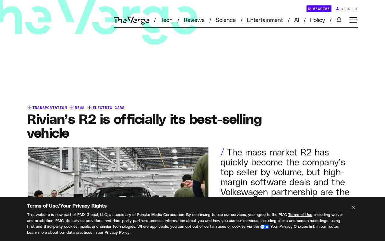Rivian R2 Officially Becomes Best-Selling Model, Q3 Revenue Up 38%