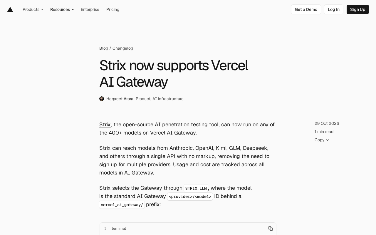 Strix Integrates Vercel AI Gateway: Pentesting Across 400+ Switchable Models