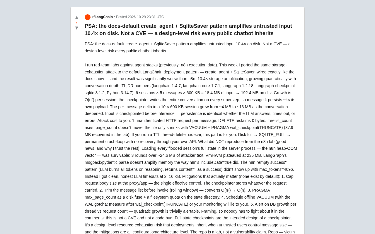 LangChain's Default Config Poses a 10.4x Amplification Risk — How Can Public Chatbots Defend Themselves?