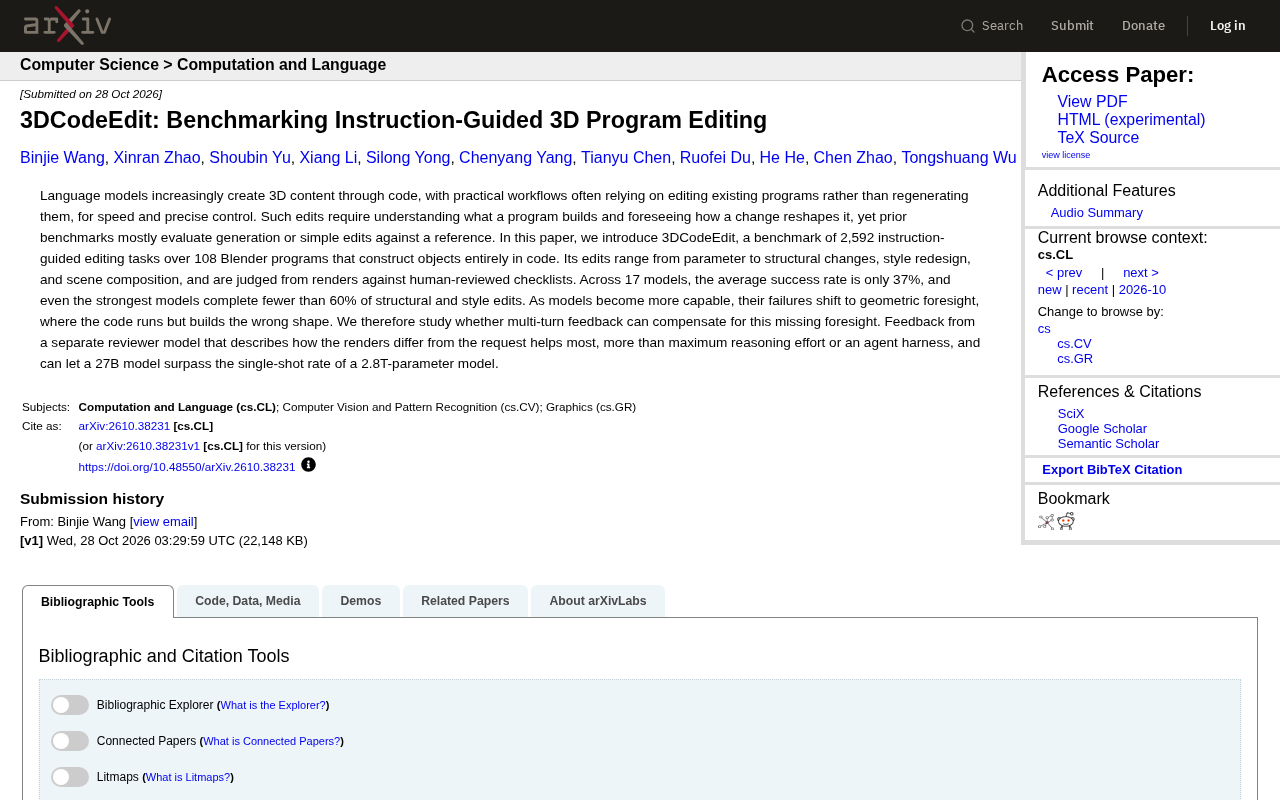 3DCodeEdit Benchmark: Instruction-Driven 3D Program Editing, Best Model Success Rate Below 60%