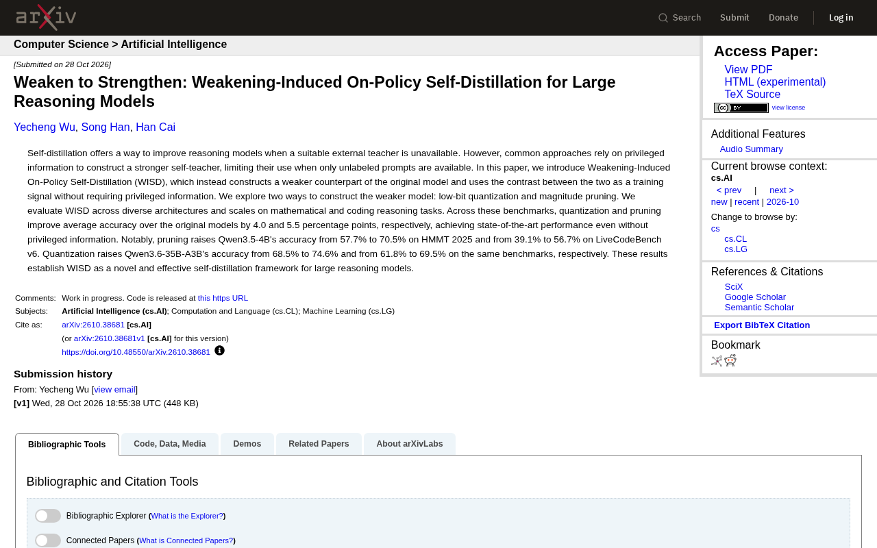 Reverse Self-Distillation: Weakening a Model Can Actually Improve Its Reasoning