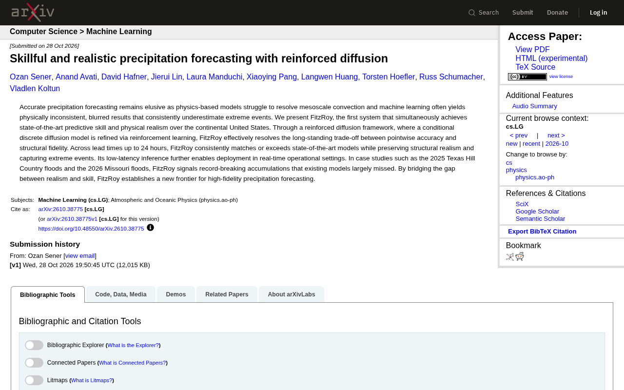 Reinforcement Diffusion Model FitzRoy: A New Breakthrough in Accurate and Realistic Precipitation Forecasting