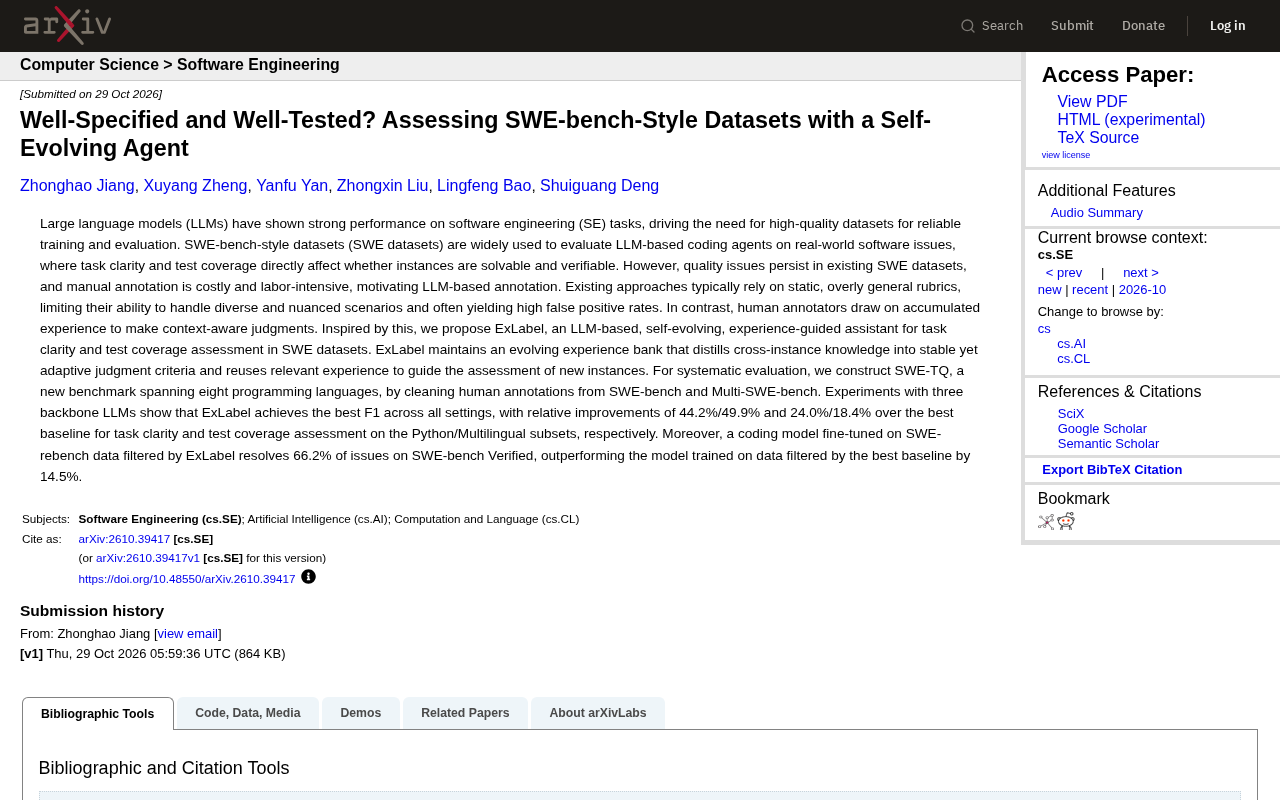 Self-Evolving Agent ExLabel: Improving SWE Dataset Quality Assessment