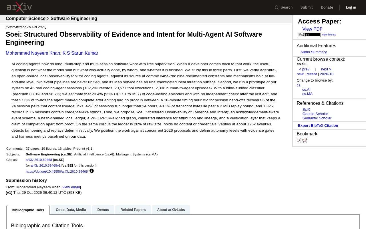 Soei: Building Observability of Evidence and Intent for Multi-Agent Programming