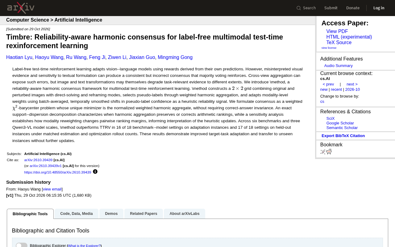 Timbre: Reliable Harmonic Consensus for Multimodal Test-Time Reinforcement Learning