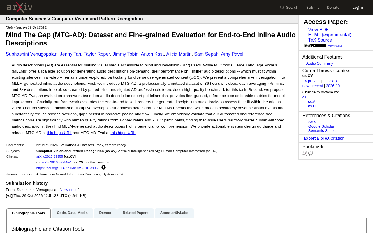 MTG-AD: A New Benchmark for Evaluating Inline Audio Description in MLLMs