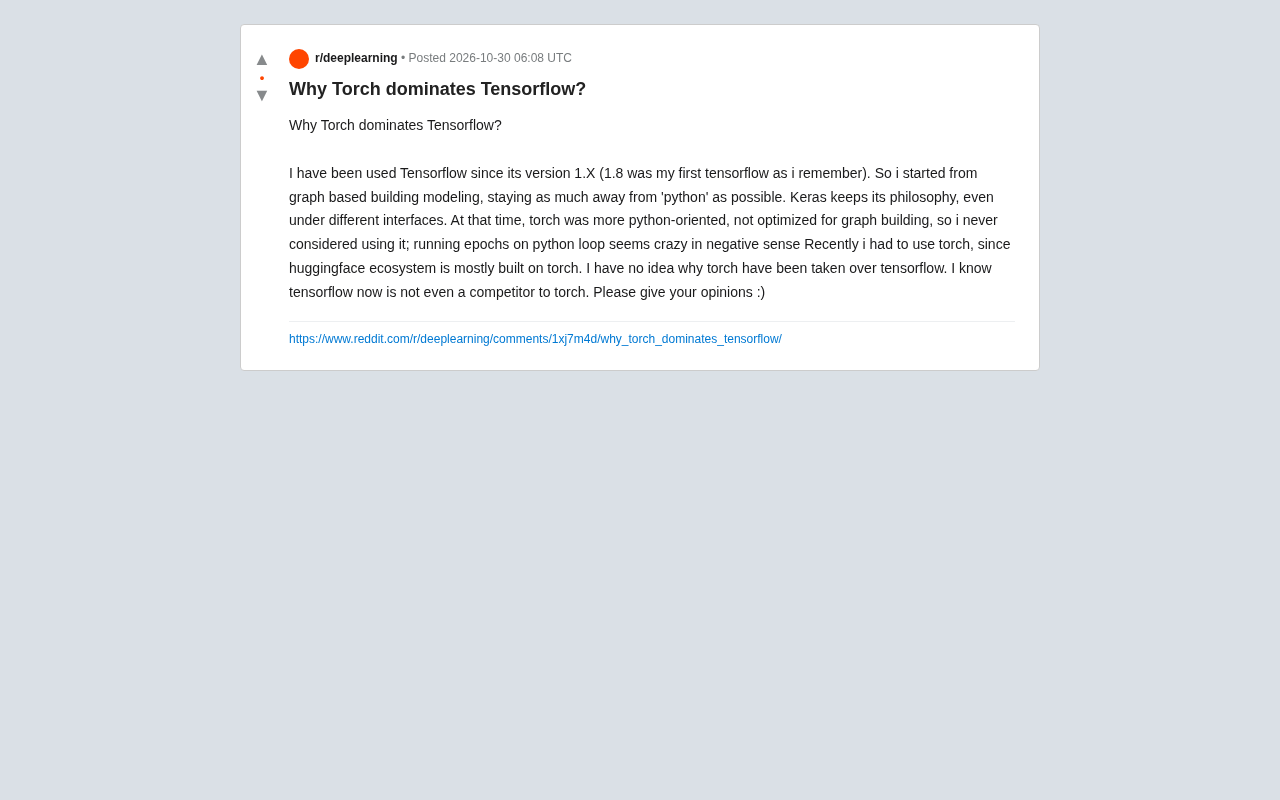 reddit source: Why Torch dominates Tensorflow?