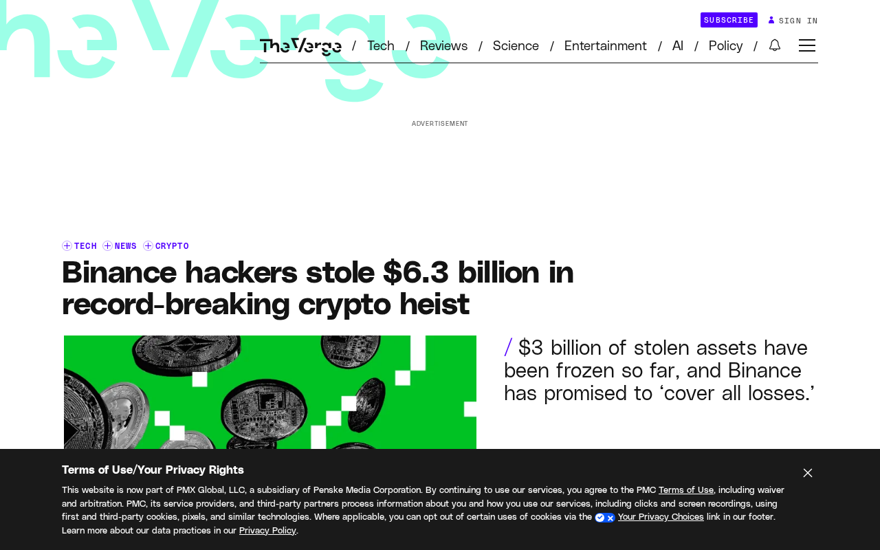 rss source: Binance hackers stole $6.3 billion in record-breaking crypto heist