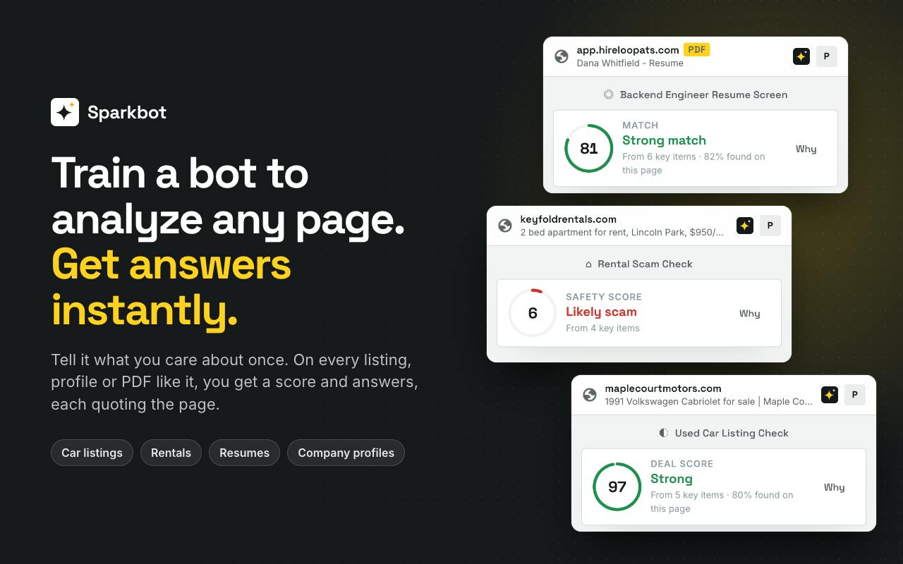 SparkBots AI: Extract Key Information from Webpages and PDFs in Seconds
