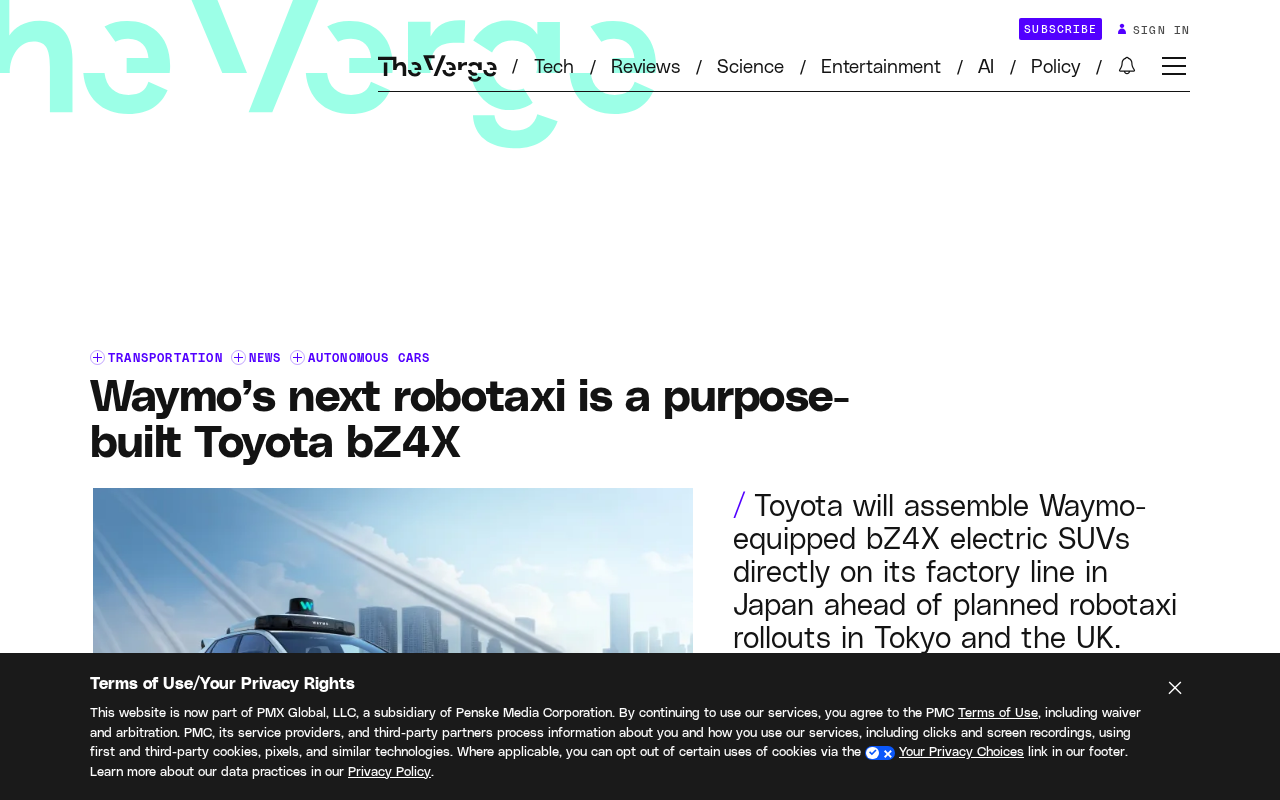 Waymo's New Tokyo Robotaxi to Use Toyota bZ4X, Launching in 2027