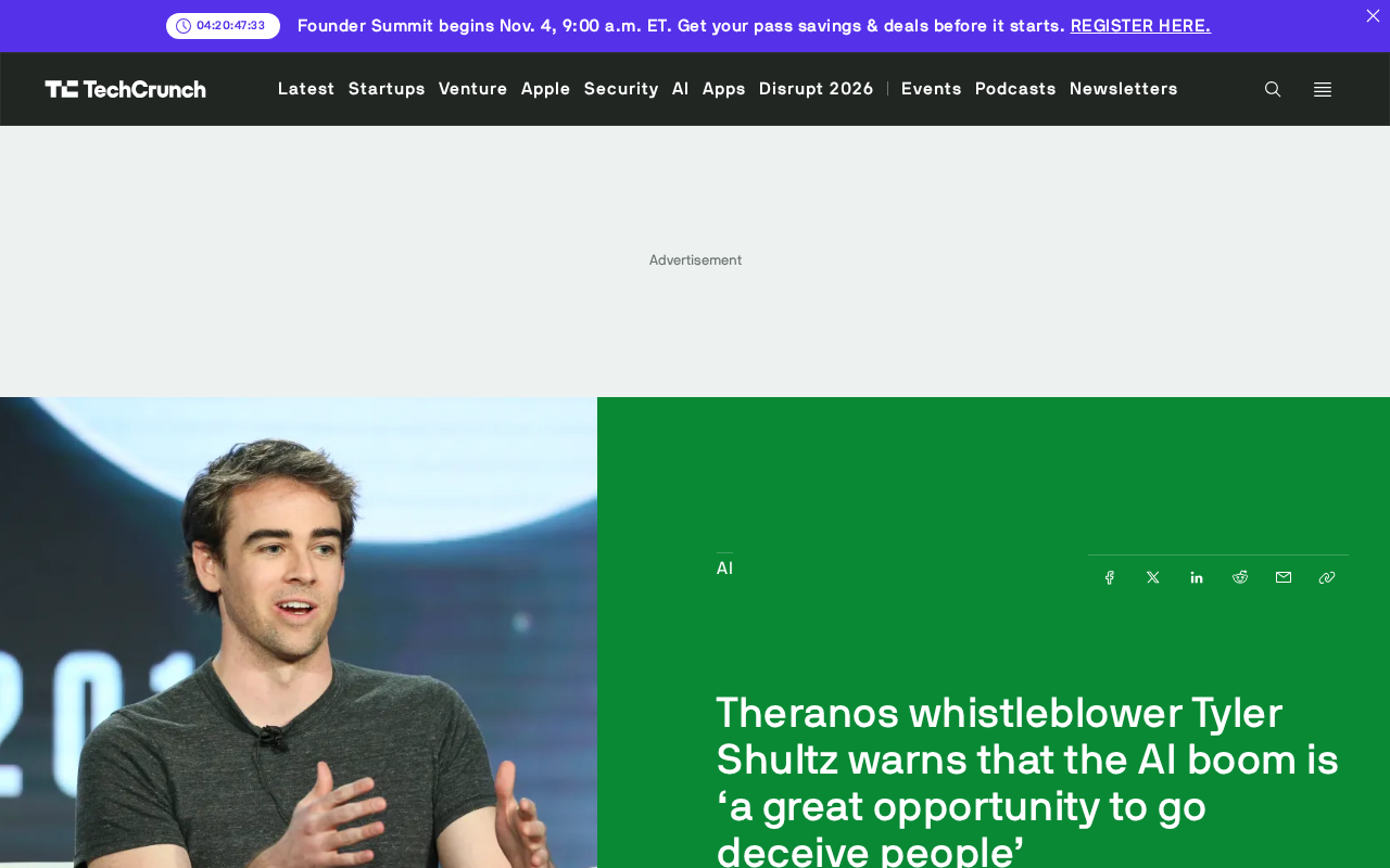 Theranos Whistleblower Warns: The AI Boom Is "a Great Opportunity to Deceive"