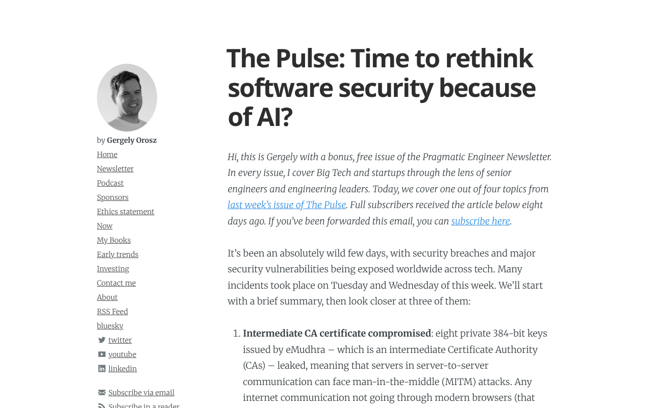 In the AI Era, Does Software Security Need Rethinking?