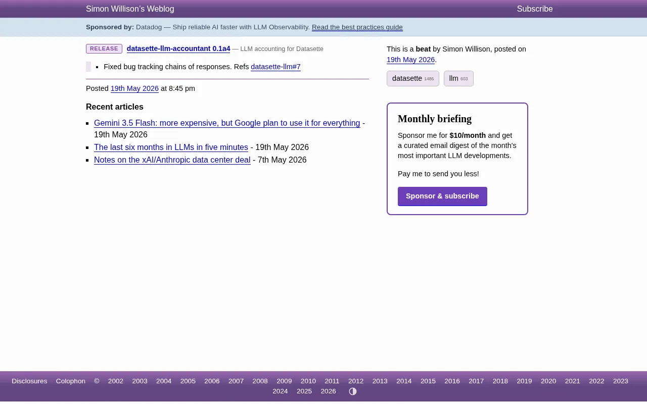 Datasette LLM Accountant: An Open-Source Tool for LLM Usage Tracking and Cost Management