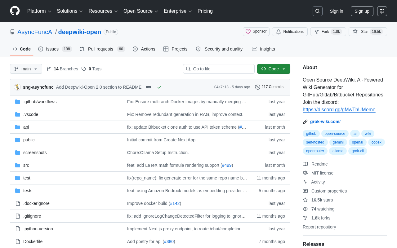 DeepWiki:自动为GitHub仓库生成Wiki文档的AI开源工具