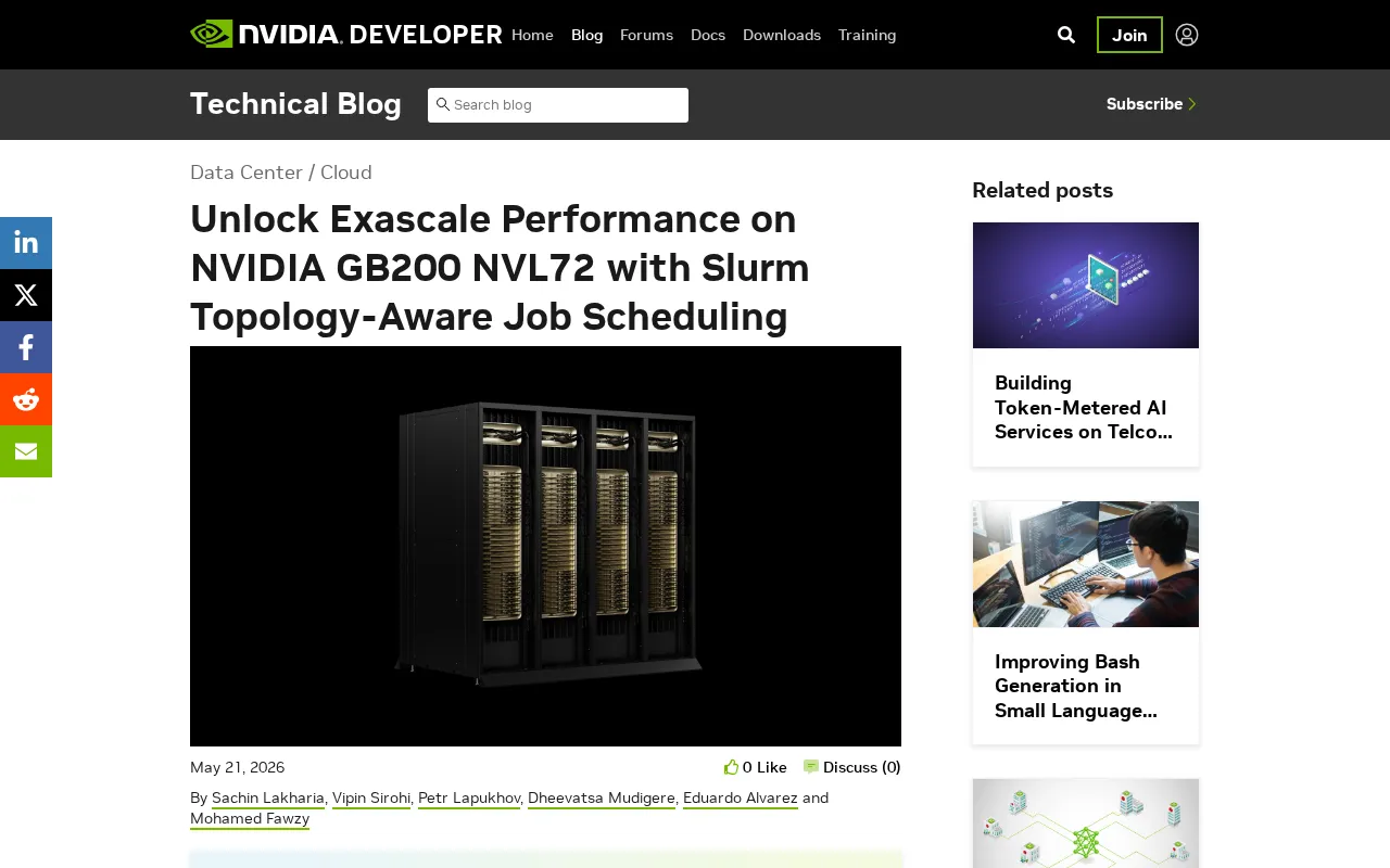 GB200 NVL72 Topology-Aware Scheduling: How Slurm Unlocks Exascale Performance