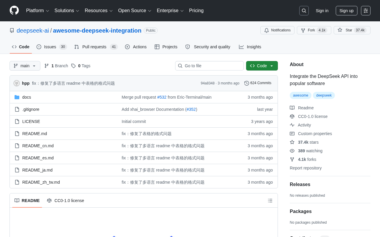 DeepSeek API集成生态全景:3.7万星开源项目深度解析
