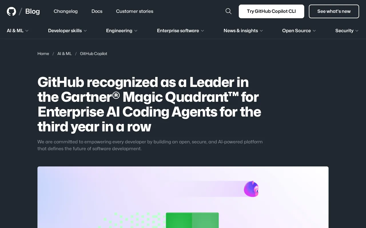 GitHub Copilot Named Gartner Magic Quadrant Leader for Three Consecutive Years